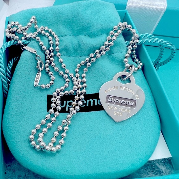 Tiffany & Co. Jewelry - Tiffany x SUPREME Heart Necklace, Sterling Silver 24" Chain